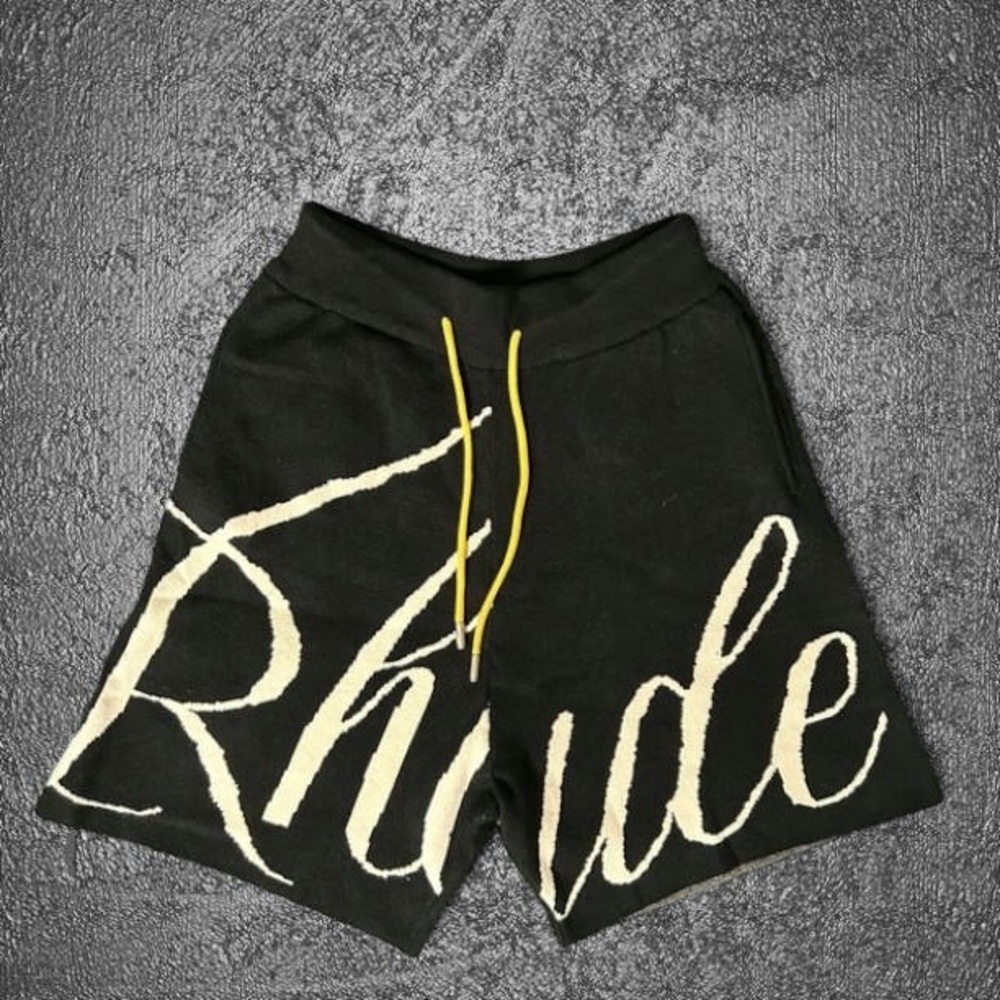 Rhude Black and Cream Athletic Shorts